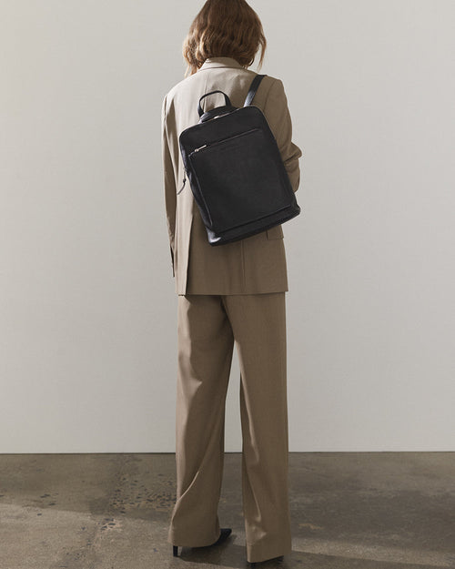 Backpack: Black Pebbled Leather